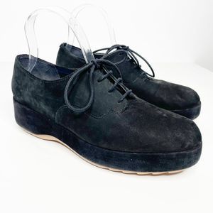 CAMPER Laika Dress Shoes platform oxford black suede wedge womens Eur 41 US 11